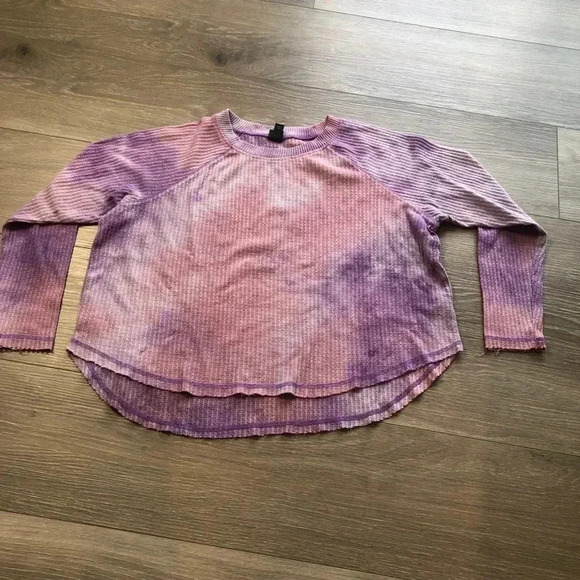 Wild Fable Womens Purple Space Tie Dye Long Sleeve Waffle Knit Size Small - Picture 6 of 12